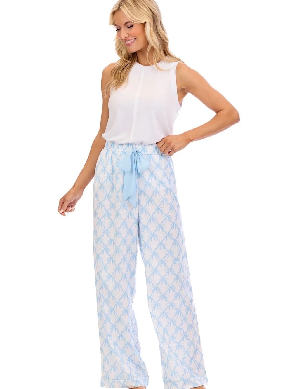 Blue Bow Pajama Pants Mud Pie
